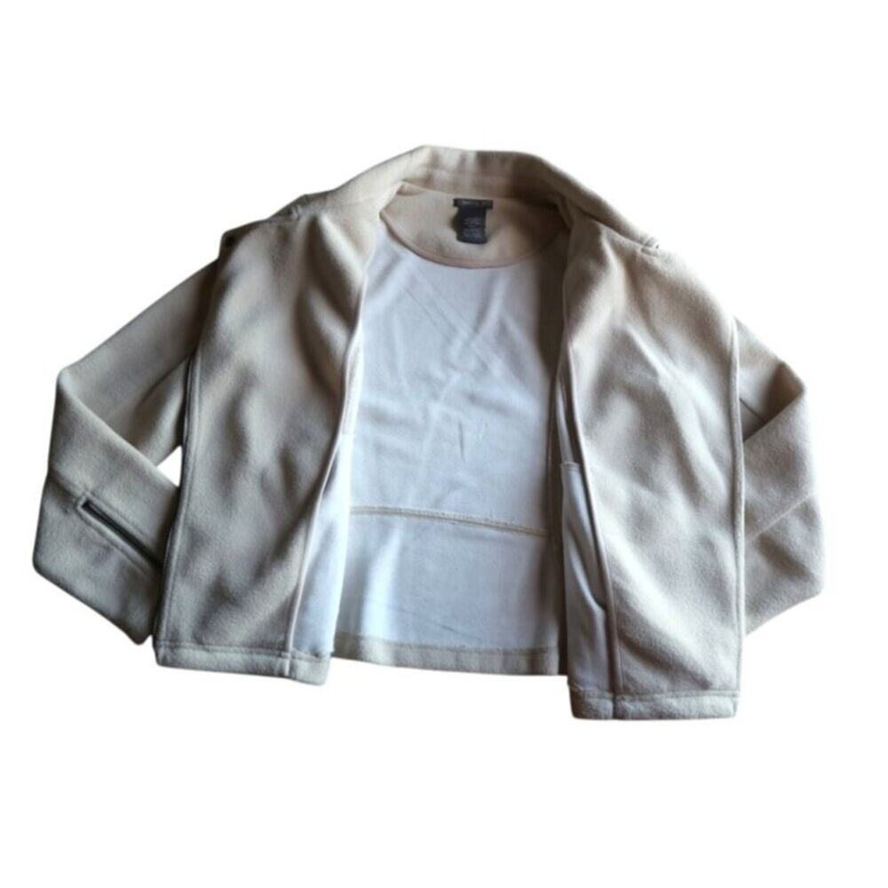 Matty M Soft Moto Jacket Cream Beige Zip Front Size L Minimalist Clean Girl EUC - Picture 9 of 13